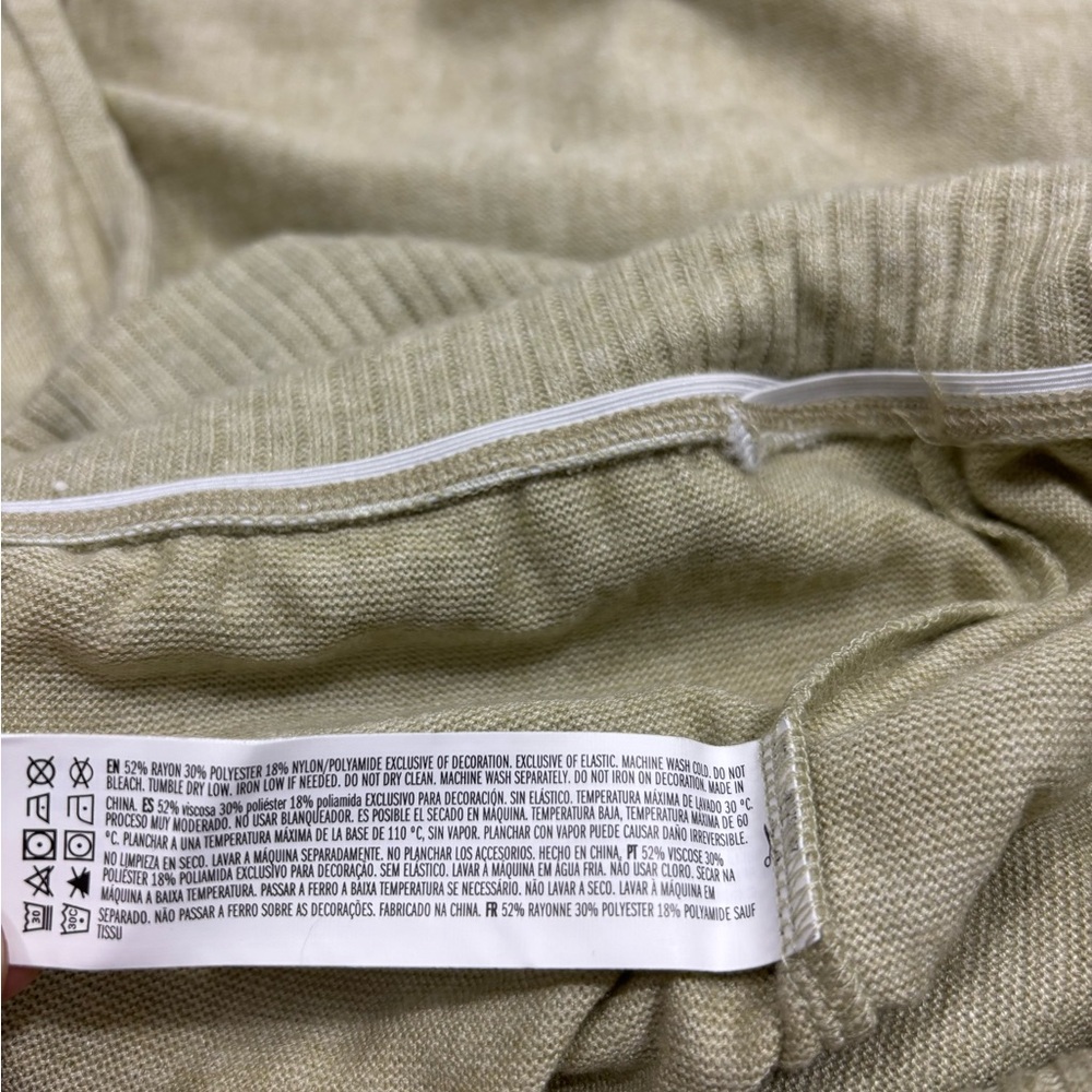NWOT Forever 21 Avocado Green Tan Wide Leg Ruched Drawstring Fold over Pants - Picture 10 of 10